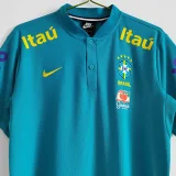 2021 Brazil Lake Blue Stand Colla Polo Short Sleeve (立领)