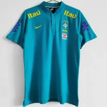 2021 Brazil Lake Blue Stand Colla Polo Short Sleeve (立领)