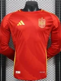 24-25 Spain Home Long Sleeve Player Version Soccer Jersey (长袖球员)