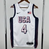 2024 Olympic Game USA CURRY # 4 White Basketball Jersey