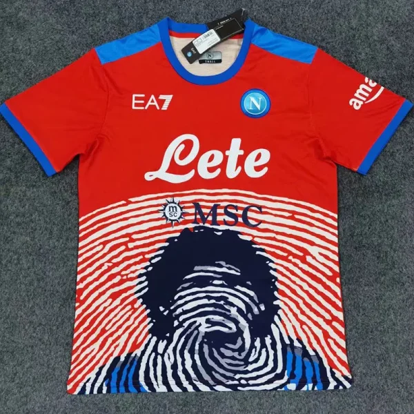 21-22 Napoli Commemorative Edition Orange Red Fans Soccer Jersey