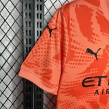 24-25 Man City Red Orange Goalkeeper Fans Soccer Jersey