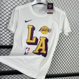 T133 Lakers White 75th Anniversary High Quality Casual T-Shirt