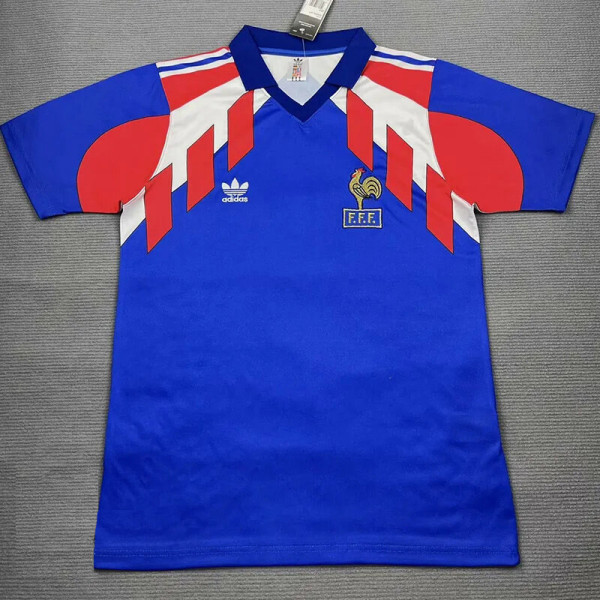 1990-1991 France Home Retro Soccer Jersey
