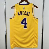 22-23 Lakers KNECHT #4 Yellow Top Quality Hot Pressing NBA Jersey(圆领)