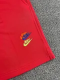CN02大红 NK Red Embroidered Multicolor Logo Casual Short Pants