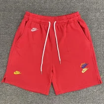 CN02大红 NK Red Embroidered Multicolor Logo Casual Short Pants