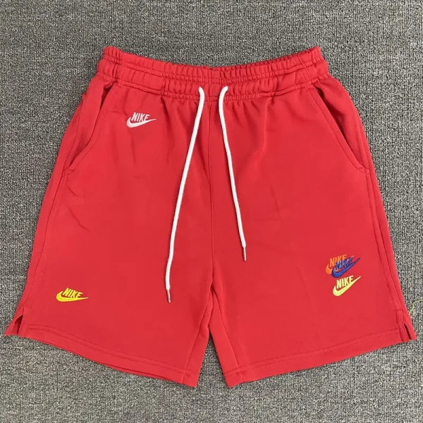 CN02大红 NK Red Embroidered Multicolor Logo Casual Short Pants