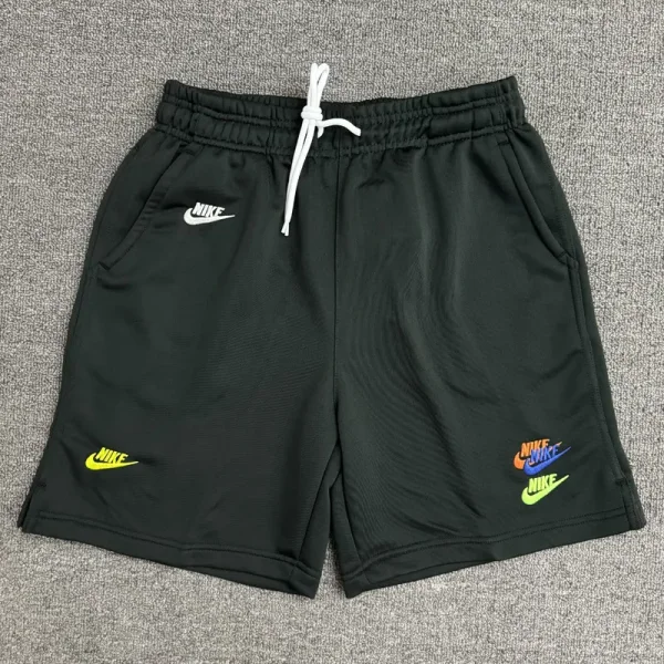 CN02黑 NK Black Embroidered Multicolor Logo Casual Short Pants
