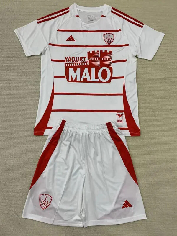 24-25 Stade Brestois Away Kids Soccer Jersey