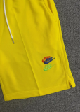 CN02黄 NK Yellow Embroidered Multicolor Logo Casual Short Pants
