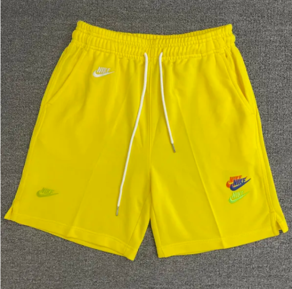 CN02黄 NK Yellow Embroidered Multicolor Logo Casual Short Pants