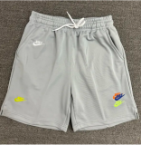 CN02灰 NK Grey Embroidered Multicolor Logo Casual Short Pants