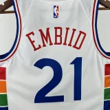 24-25 76ERS EMBIID-21 White City Edition Top Quality Hot Pressing NBA Jersey