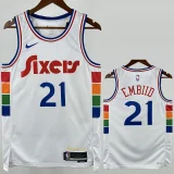 24-25 76ERS EMBIID-21 White City Edition Top Quality Hot Pressing NBA Jersey
