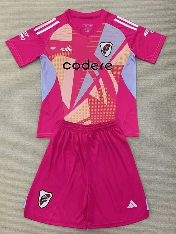 24-25 River Plate Pink Goalkeeper Kids Soccer Jersey