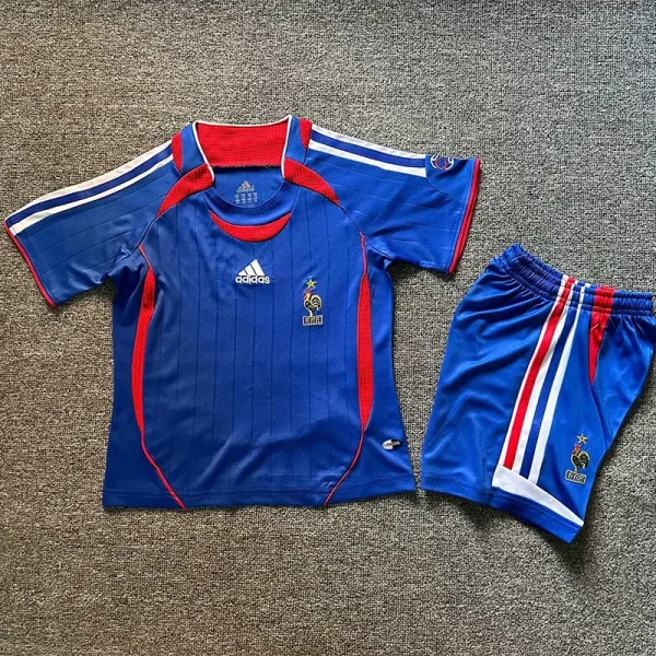 2006 France Home Kids Retro Soccer Jersey