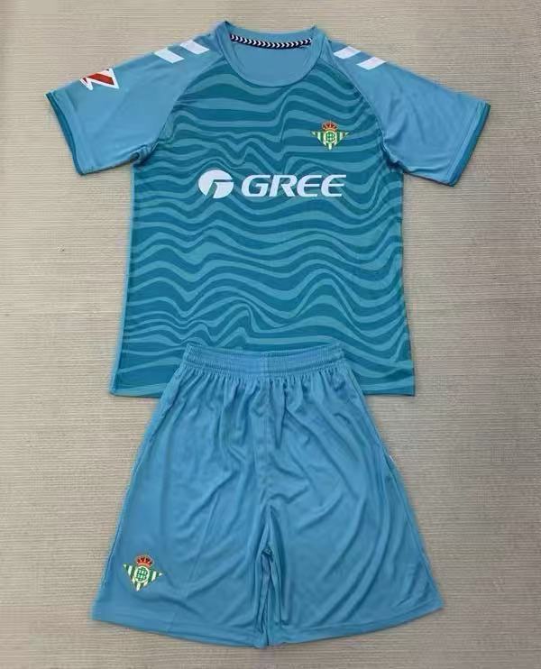 24-25 Real Betis Lake blue GoalKeeper Kids Soccer Jersey