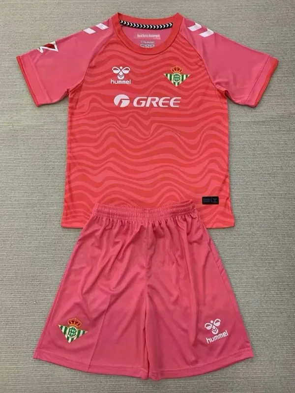 24-25 Real Betis Pink GoalKeeper Kids Soccer Jersey