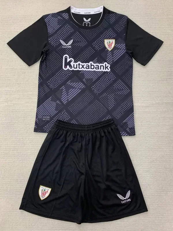 24-25 Bilbao Black GoalKeeper Kids Soccer Jersey