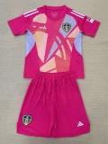 24-25 Leeds United Pink GoalKeeper Kids Soccer Jersey