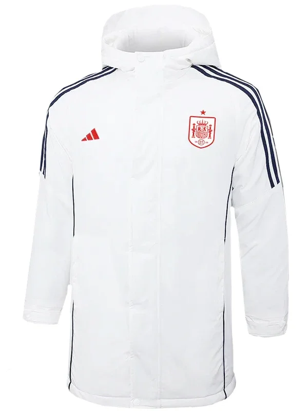 24-25 Spain White Hooded Windbreaker Fabric Cotton Coat #G231