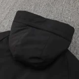 24-25 Black Hooded Windbreaker Fabric Cotton Coat  #G229光板