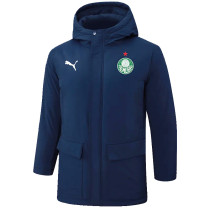 24-25 Palmeiras Royal Blue Hooded Windbreaker Fabric Cotton Coat #G234