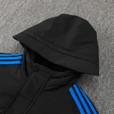 24-25 Black Hooded Windbreaker Fabric Cotton Coat  #G229光板