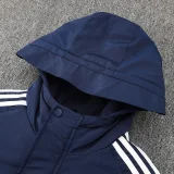 24-25 Royal Blue Hooded Windbreaker Fabric Cotton Coat  #G229光板