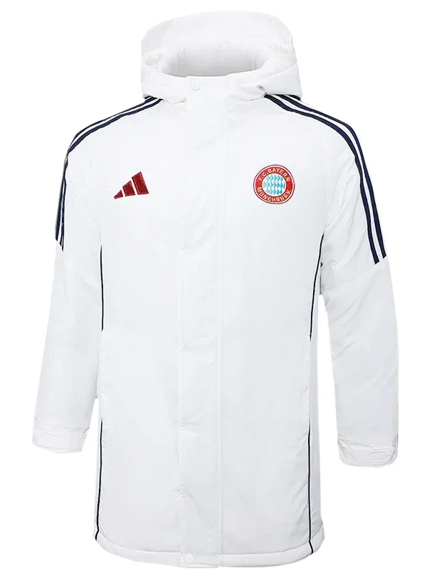 24-25 Bayern White Hooded Windbreaker Fabric Cotton Coat #G197