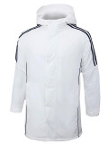 24-25 White Hooded Windbreaker Fabric Cotton Coat  #G228光板