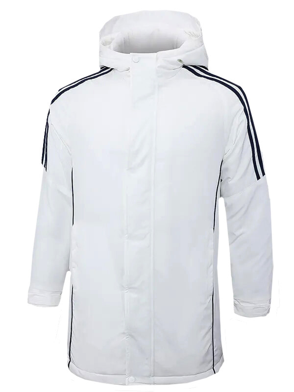 24-25 White Hooded Windbreaker Fabric Cotton Coat  #G228光板