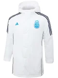 24-25 Argentina White Hooded Windbreaker Fabric Cotton Coat #G182(蓝标)