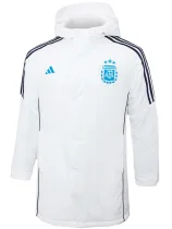 24-25 Argentina White Hooded Windbreaker Fabric Cotton Coat #G182(蓝标)