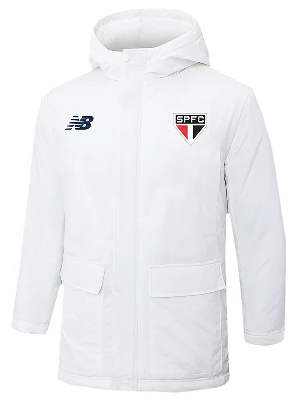 24-25 Sao Paulo White Hooded Windbreaker Fabric Cotton Coat #G260