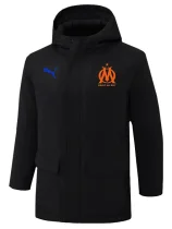 24-25 Marseille Black Hooded Windbreaker Fabric Cotton Coat #G248(橙标)