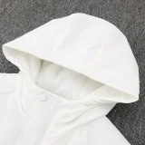 24-25 Napoli White Hooded Windbreaker Fabric Cotton Coat #G237