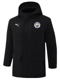 24-25 Man City Black Hooded Windbreaker Fabric Cotton Coat #G243(白彪标)
