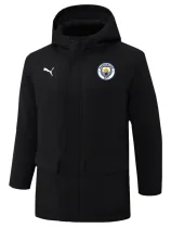 24-25 Man City Black Hooded Windbreaker Fabric Cotton Coat #G243(白彪标)
