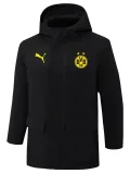 24-25 Dortmund Black Hooded Windbreaker Fabric Cotton Coat #G250