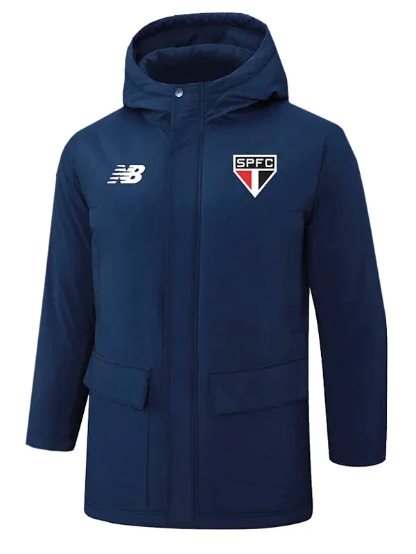 24-25 Sao Paulo Royal Blue Hooded Windbreaker Fabric Cotton Coat #G259