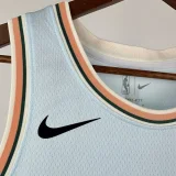 24-25 SA Spurs FOX #4 Light blue City Edition Top Quality Hot Pressing NBA Jersey (圆领）