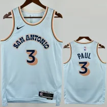 24-25 SA Spurs PAUL #3 Light blue City Edition Top Quality Hot Pressing NBA Jersey