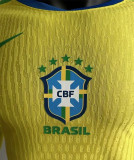 25-26 Brazil  Home Long Sleeve Player Version Soccer Jersey (长袖球员)(带星)