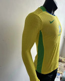 25-26 Brazil  Home Long Sleeve Player Version Soccer Jersey (长袖球员)(带星)