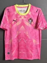 26-27 Portugal Pink Yellow Goalkeeper Fans Soccer Jersey