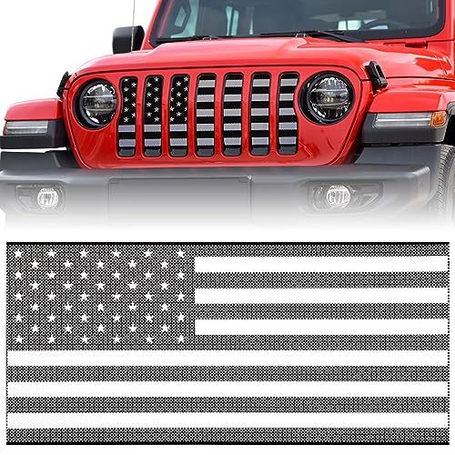 moveland Grill Insert with US Flag - Aluminum Alloy Mesh Grille Grid Insert Screen Compatible with Jeep Wrangler JL & Jeep Gladiator 2018 2019 2020 2021 2022 2023 2024
