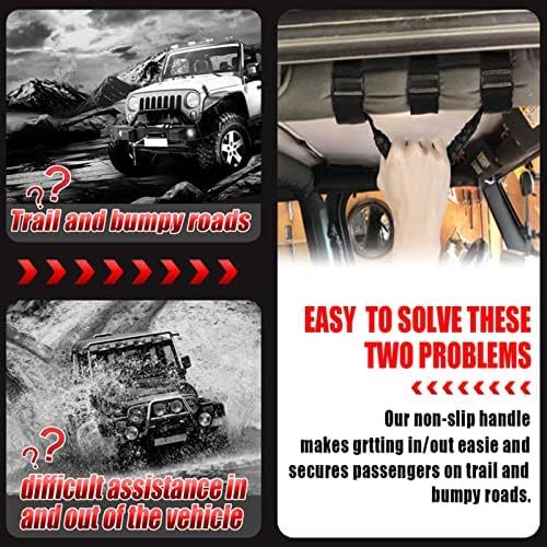 moveland Upgrade 4 Pack Roll Bar Grab Handles Compatible with Jeep Wrangler UTV, Deluxe Roll Bar Grab Handles Easy-to-fit for 1987-2023 TJ YJ JK TJ Models (Red)