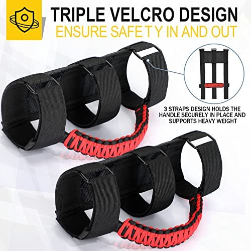 moveland Upgrade 4 Pack Roll Bar Grab Handles Compatible with Jeep Wrangler UTV, Deluxe Roll Bar Grab Handles Easy-to-fit for 1987-2023 TJ YJ JK TJ Models (Red)